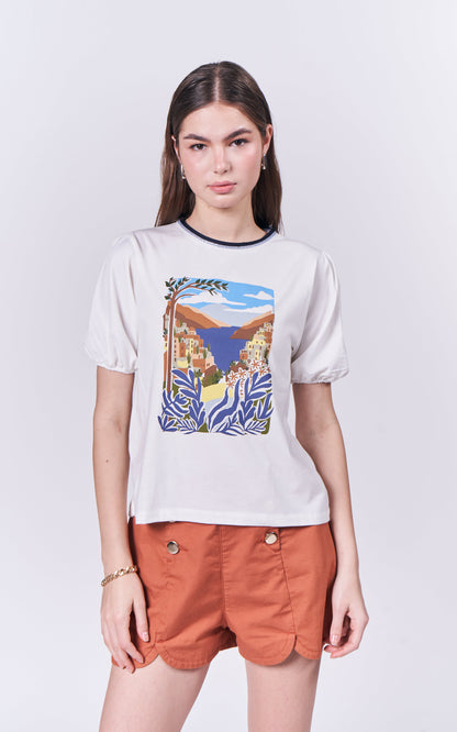 Almare Aloe Short Sleeve Top (Offwhite)