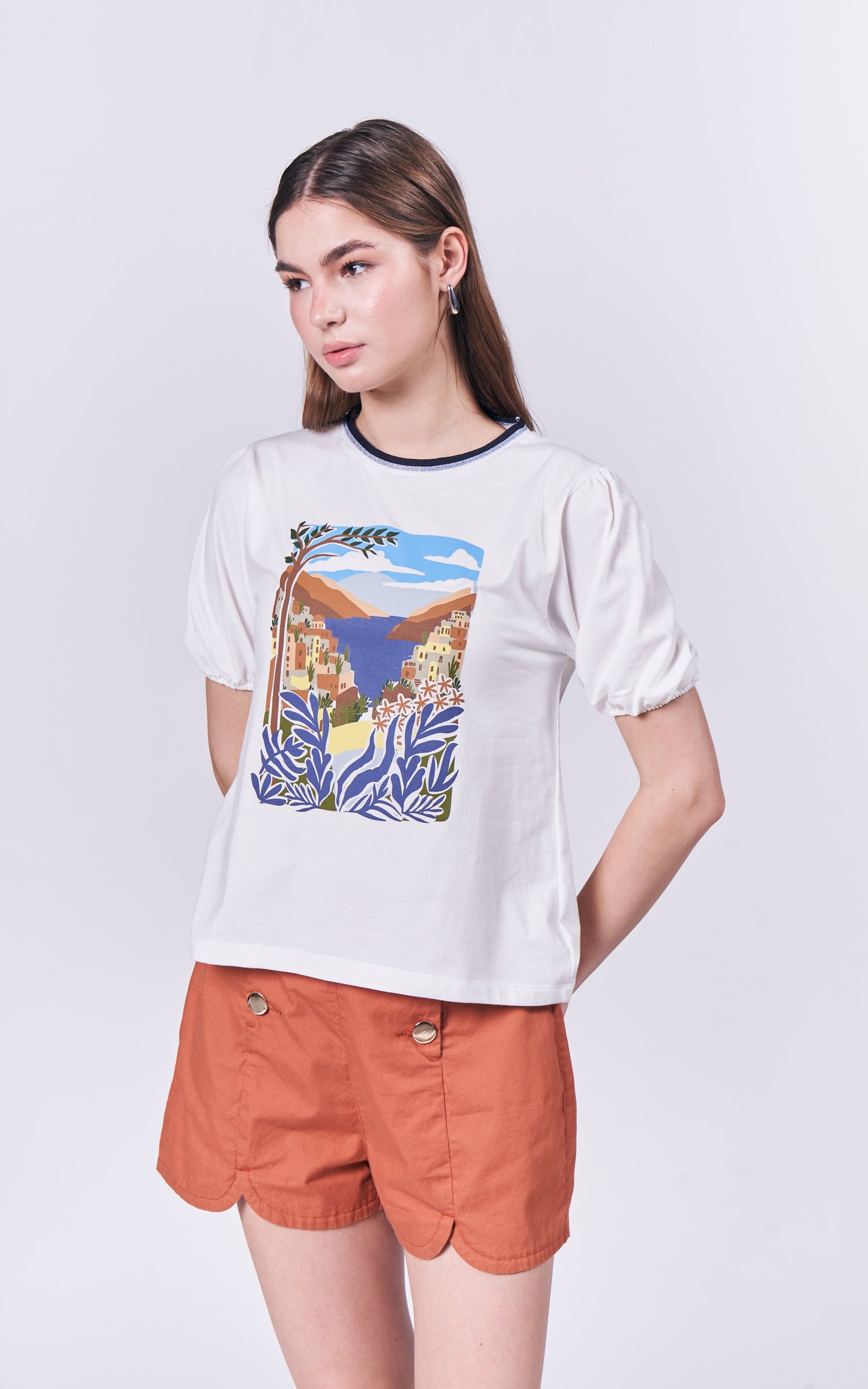 Almare Aloe Short Sleeve Top (Offwhite)