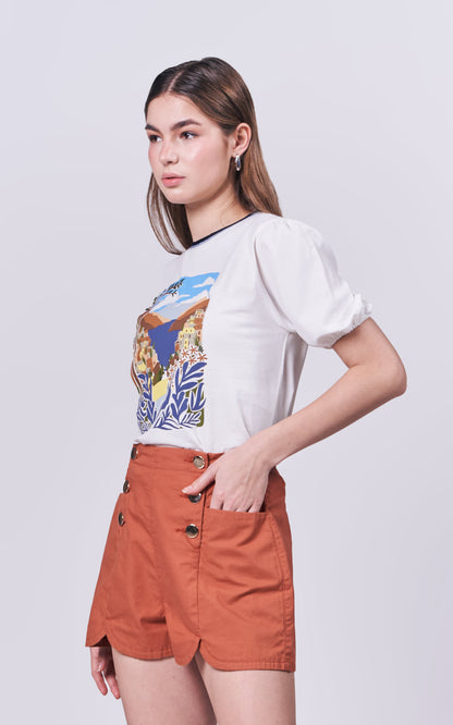 Almare Aloe Short Sleeve Top (Offwhite)