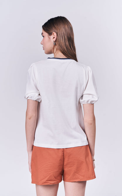 Almare Aloe Short Sleeve Top (Offwhite)