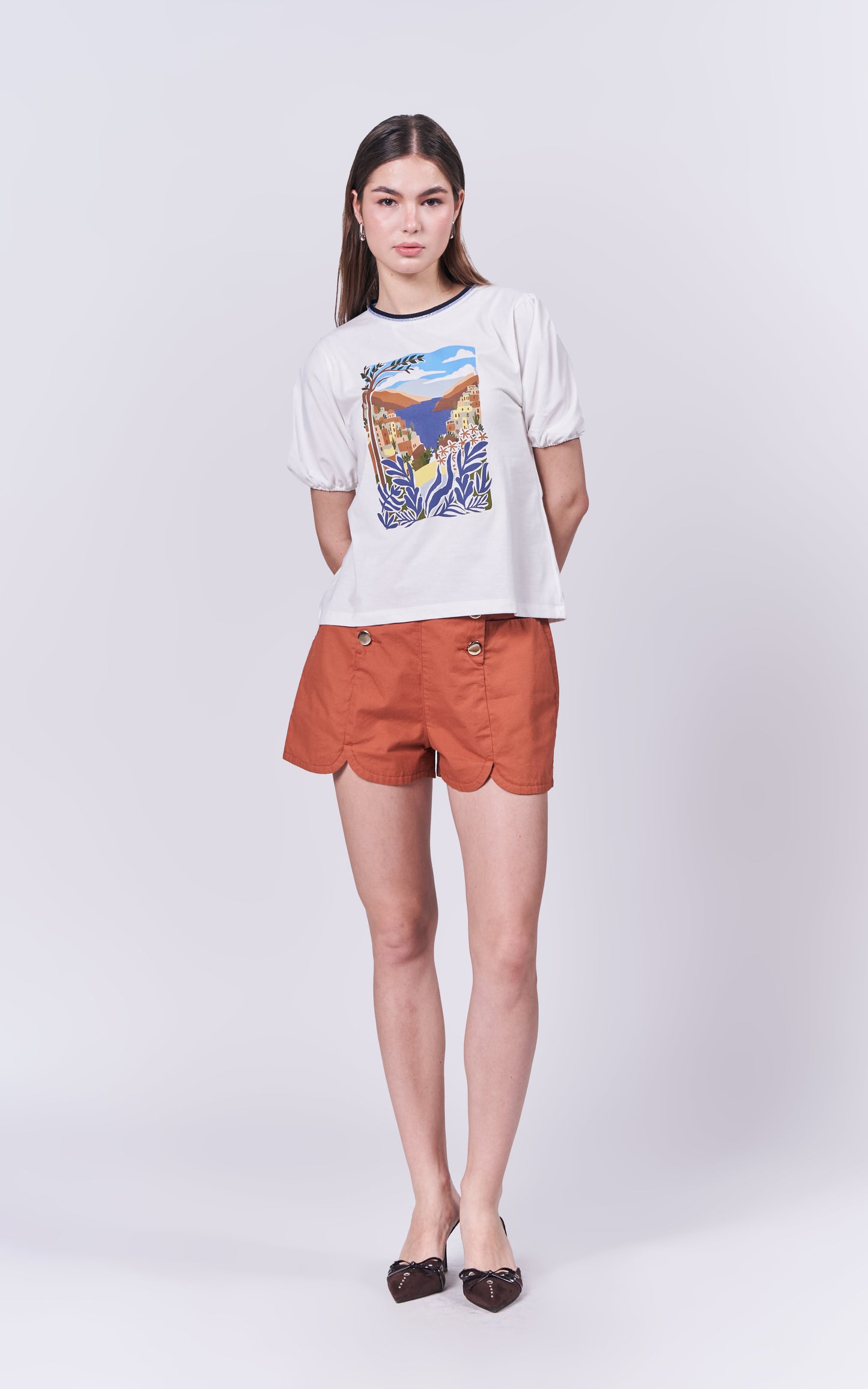 Almare Aloe Short Sleeve Top (Offwhite)