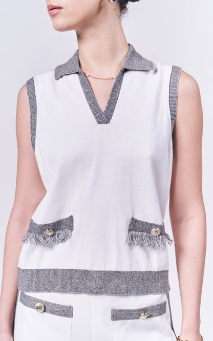 Almare Alzey Sleeveless Top (White)