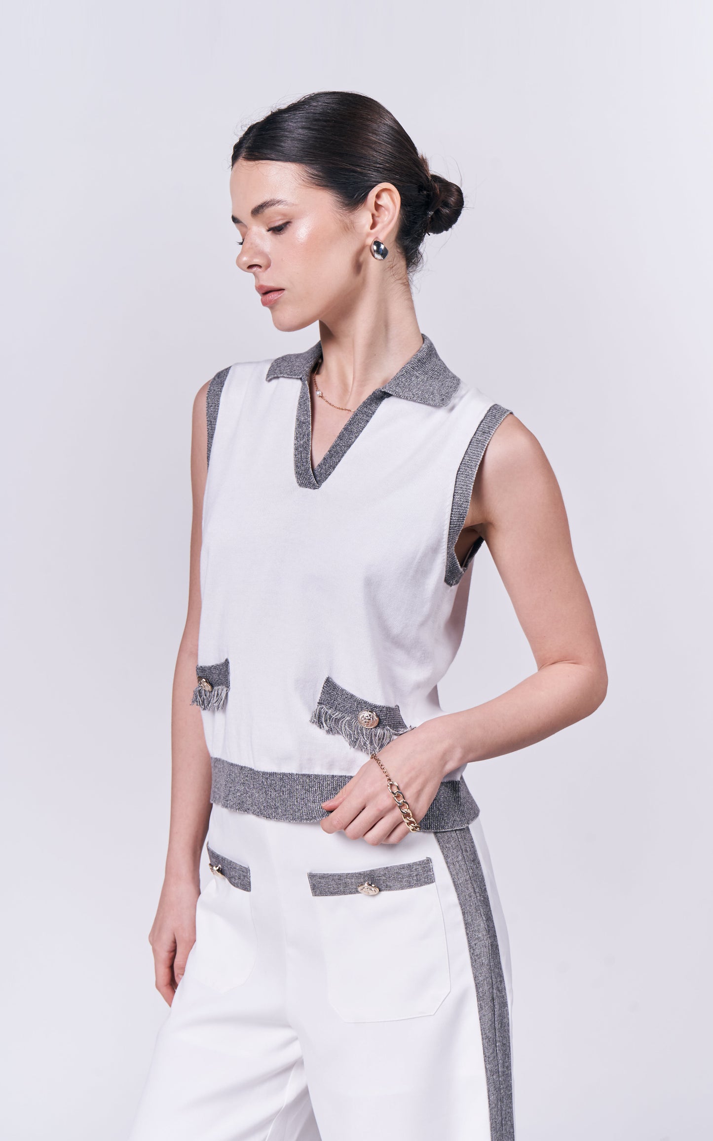 Almare Alzey Sleeveless Top (White)