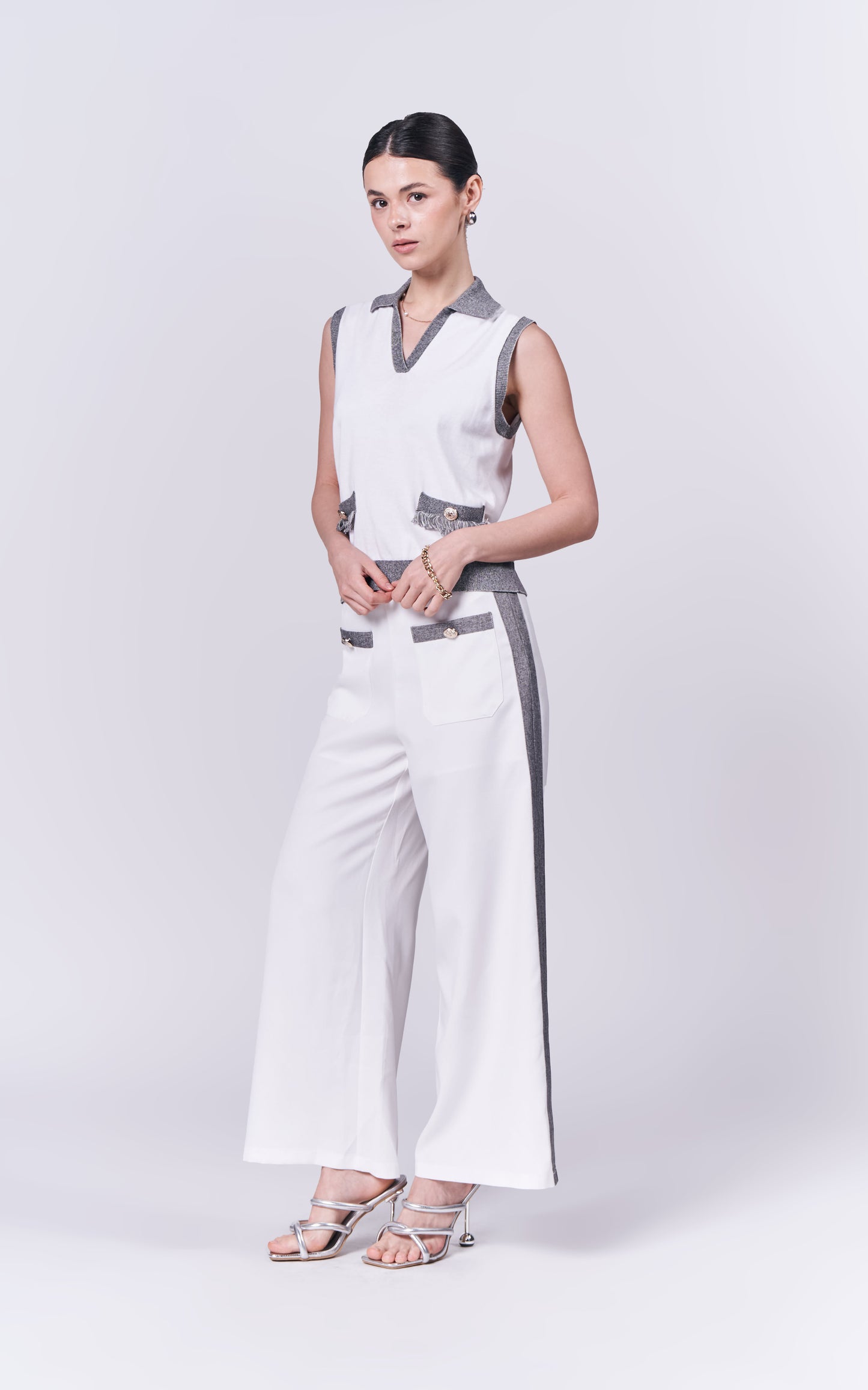 Almare Alzey Sleeveless Top (White)