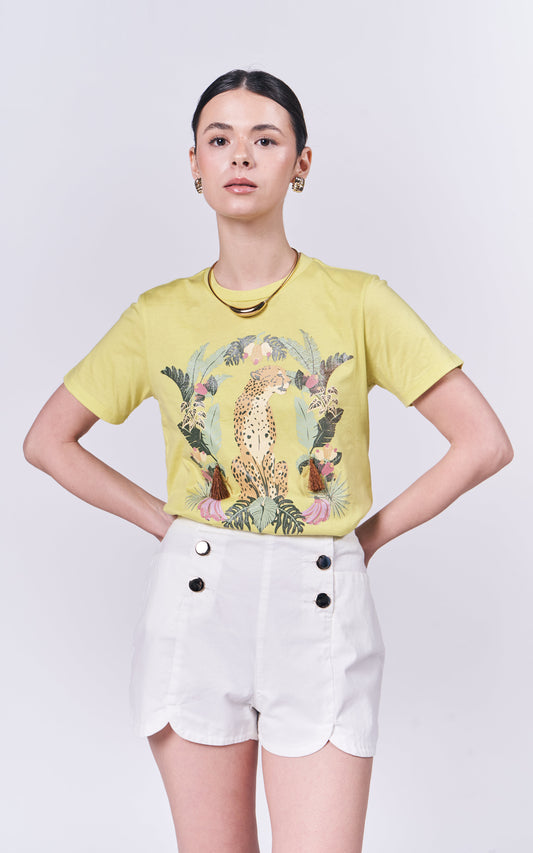 Summer Tees 2025 Amazonia Short Sleeve Shirt Top (Limegrn)