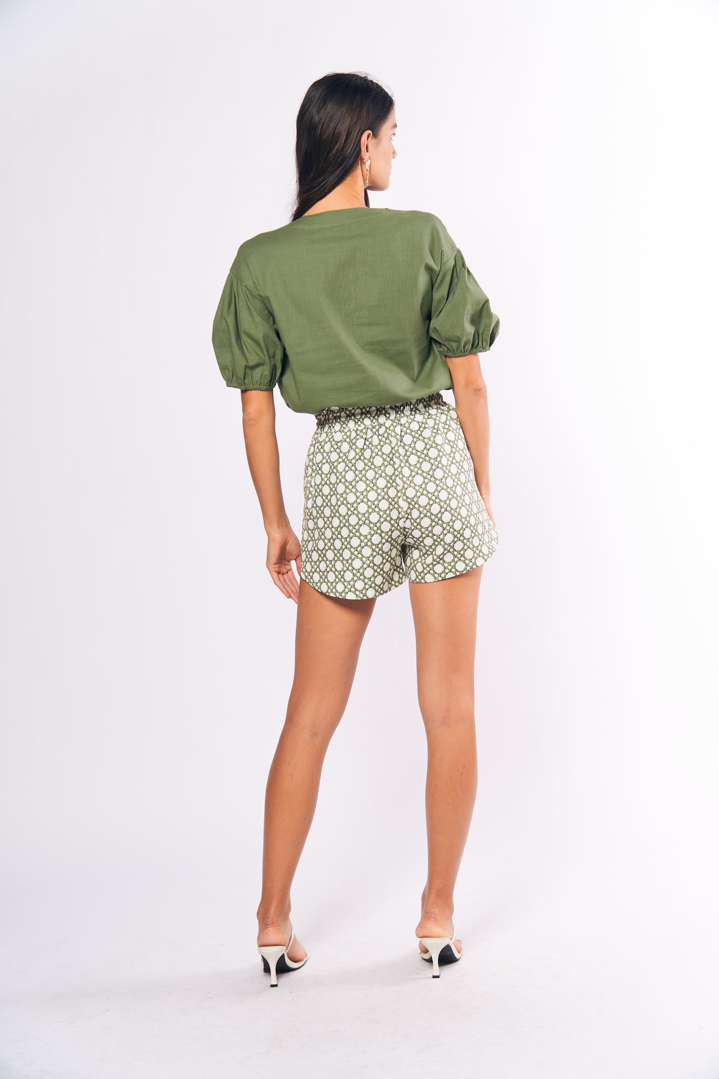 Monochromatic Acadia Shorts (Green/White)