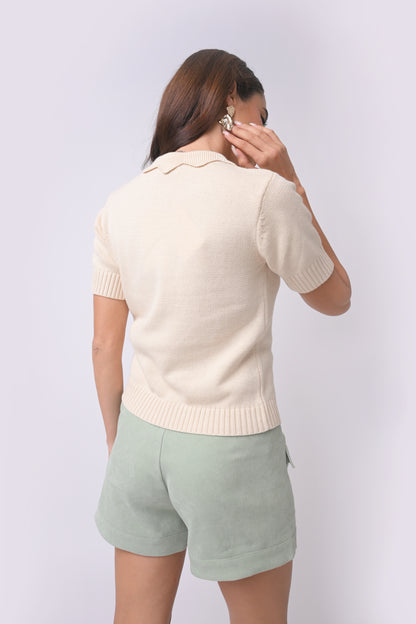 Antoine Short Sleeve Top (Cream)