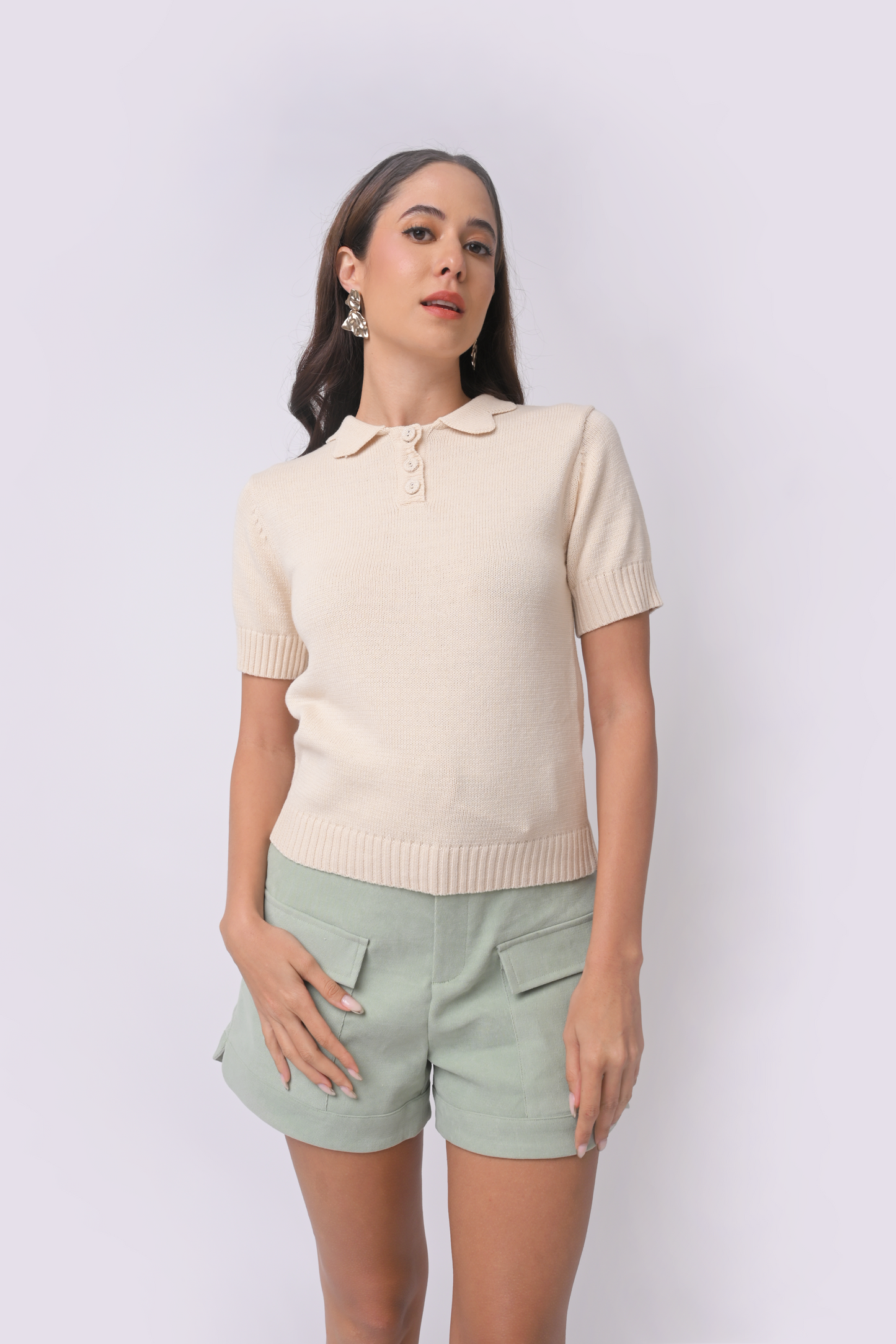 Antoine Short Sleeve Top (Cream)