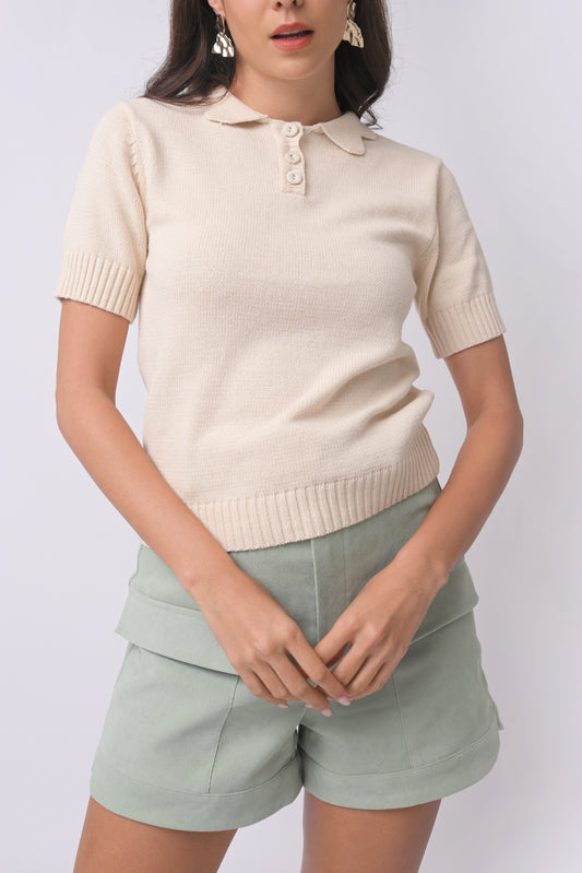 Antoine Short Sleeve Top (Cream)