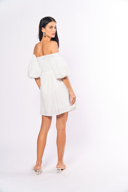 Monochromatic Ariella Offshoulder Dress (Offwhite)