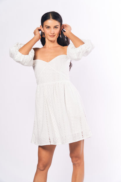 Monochromatic Ariella Offshoulder Dress (Offwhite)