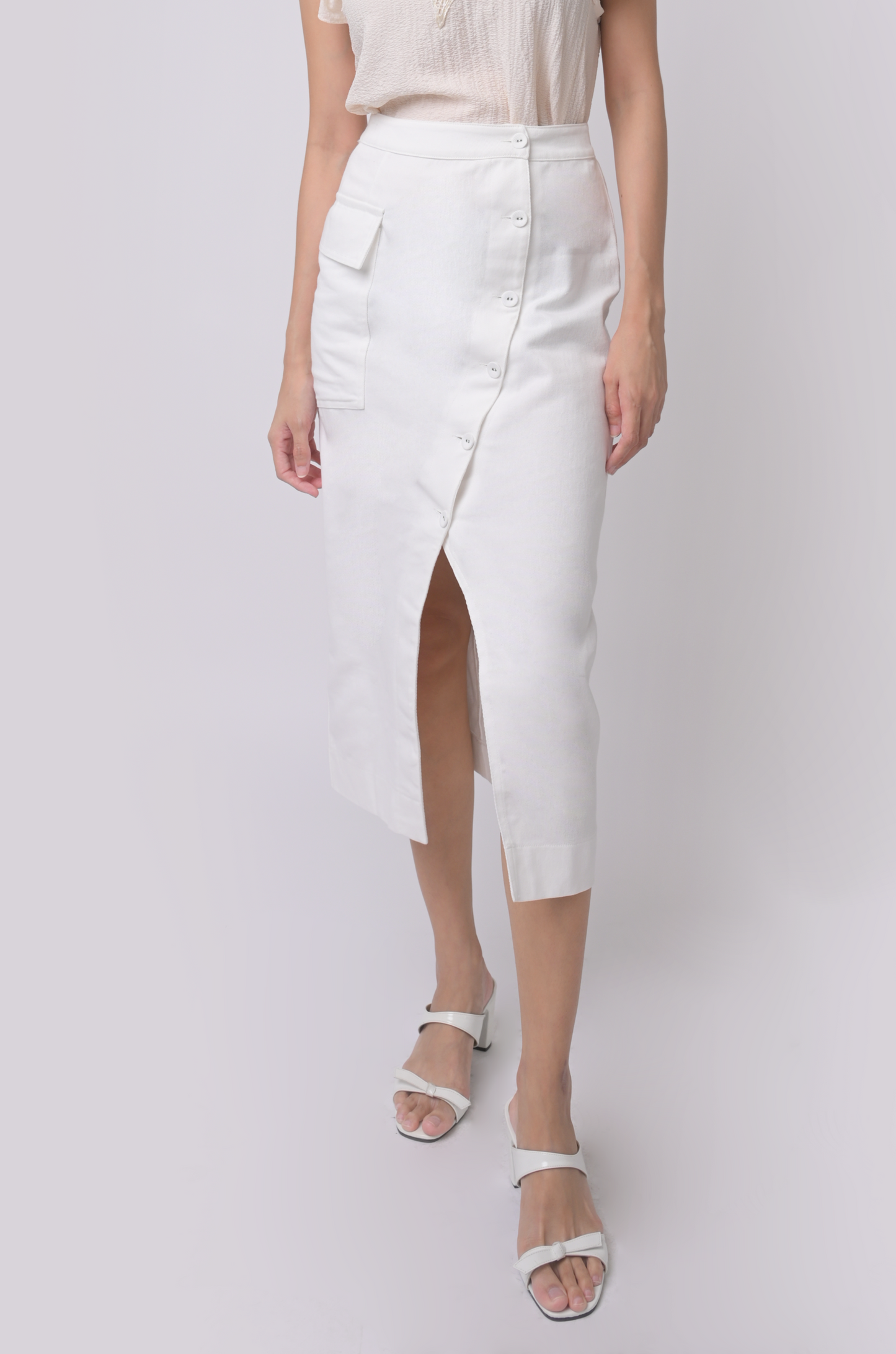 Axton Denim Skirt (White)