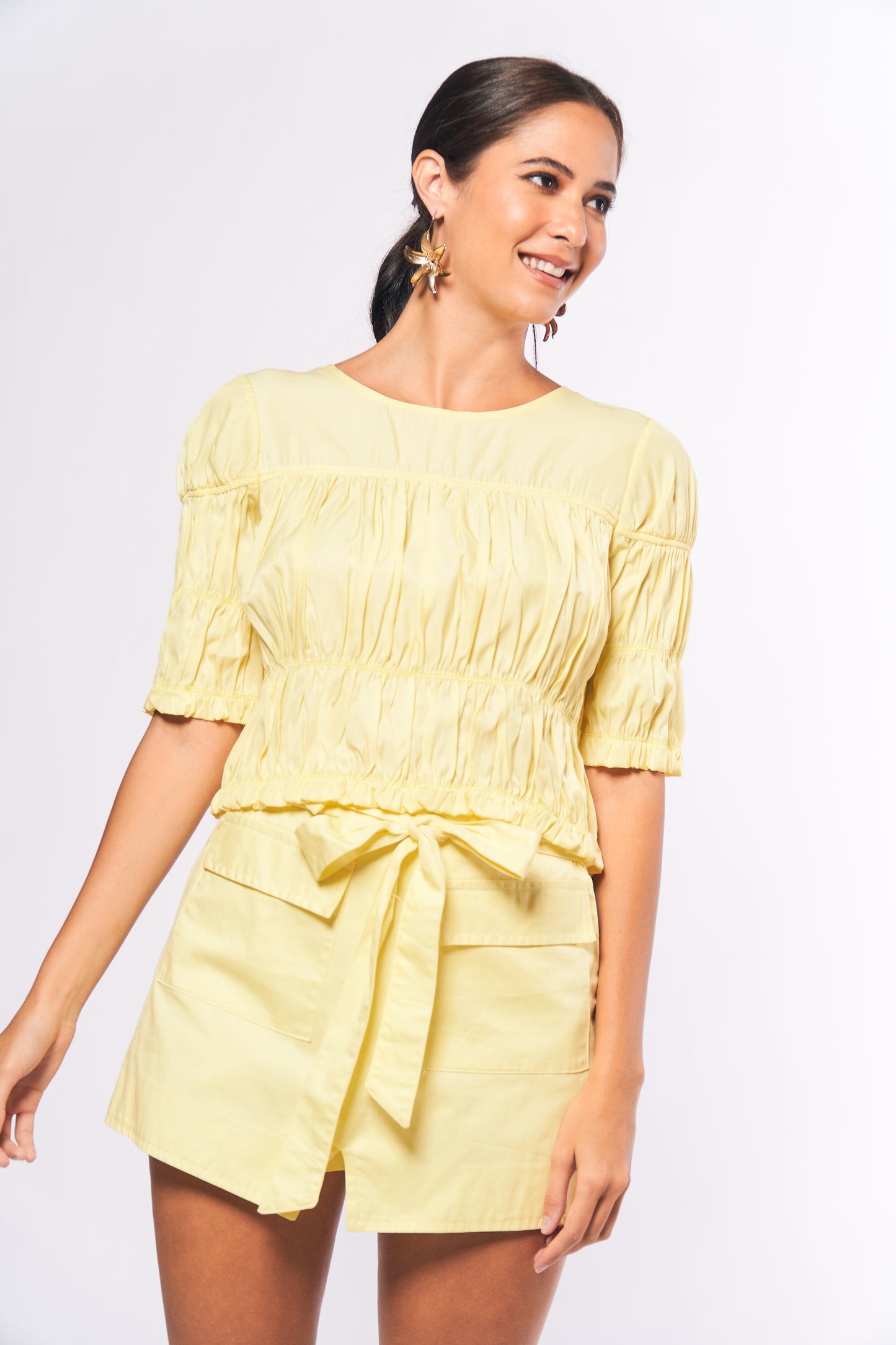 Analogous Bailie Short Sleeve Top (Yellow)