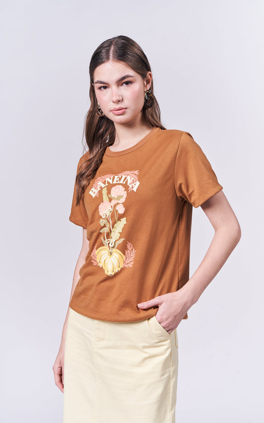 Summer Tees 2025 Baneina Short Sleeve Shirt Top (Brown)