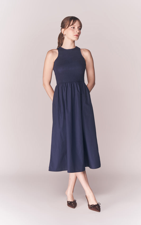 Solstice Beaver Sleeveless Dress (Blue)