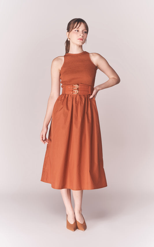 Solstice Beaver Sleeveless Dress (Toffee)