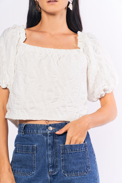 Analogous Belia Short Sleeve Top (White)