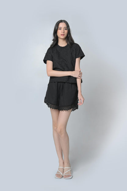 Borgy Short Sleeve Top (Black)