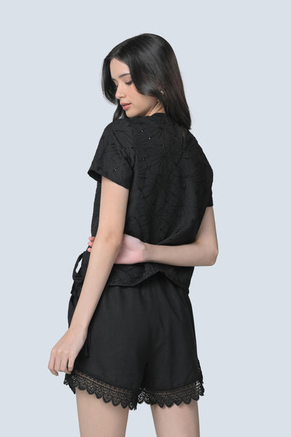 Borgy Short Sleeve Top (Black)