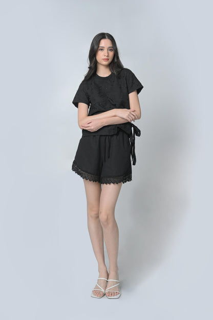 Borgy Short Sleeve Top (Black)