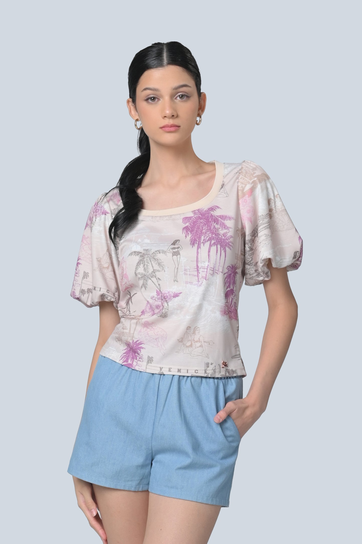 Bowie Short Sleeve Shirt Top (Multi)