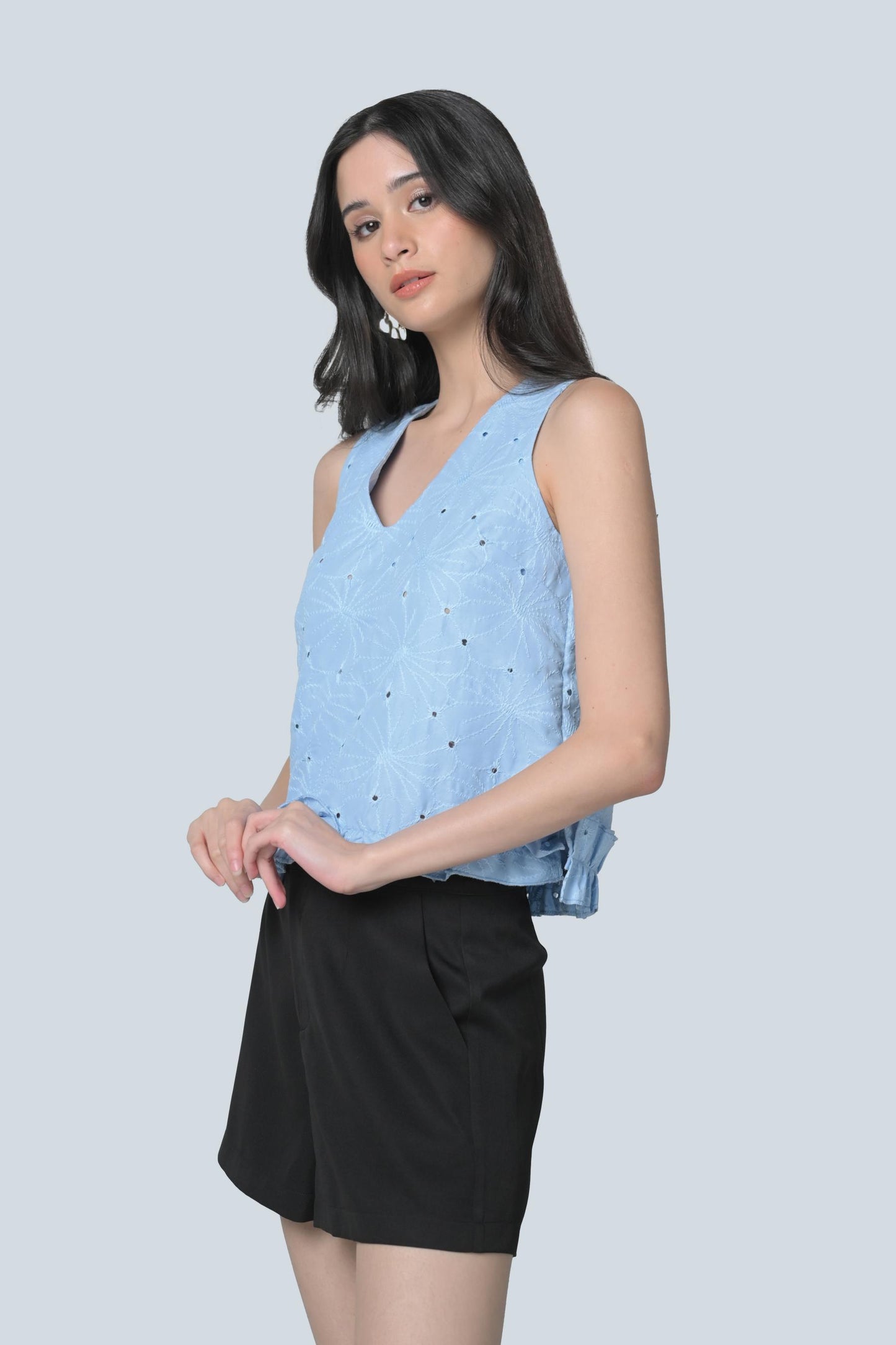 Brenda Sleeveless Top (Light Blue)