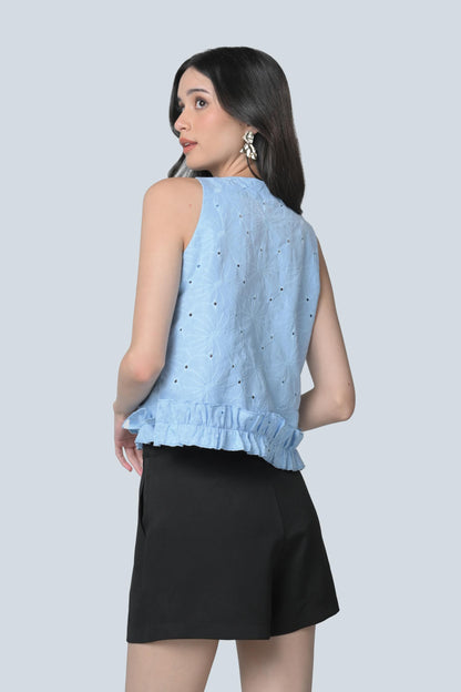 Brenda Sleeveless Top (Light Blue)