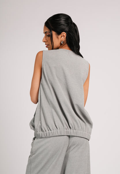 Cabby Sleeveless Top (Gray)