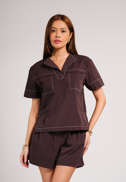 Callow Short Sleeve Top (C.Brown)