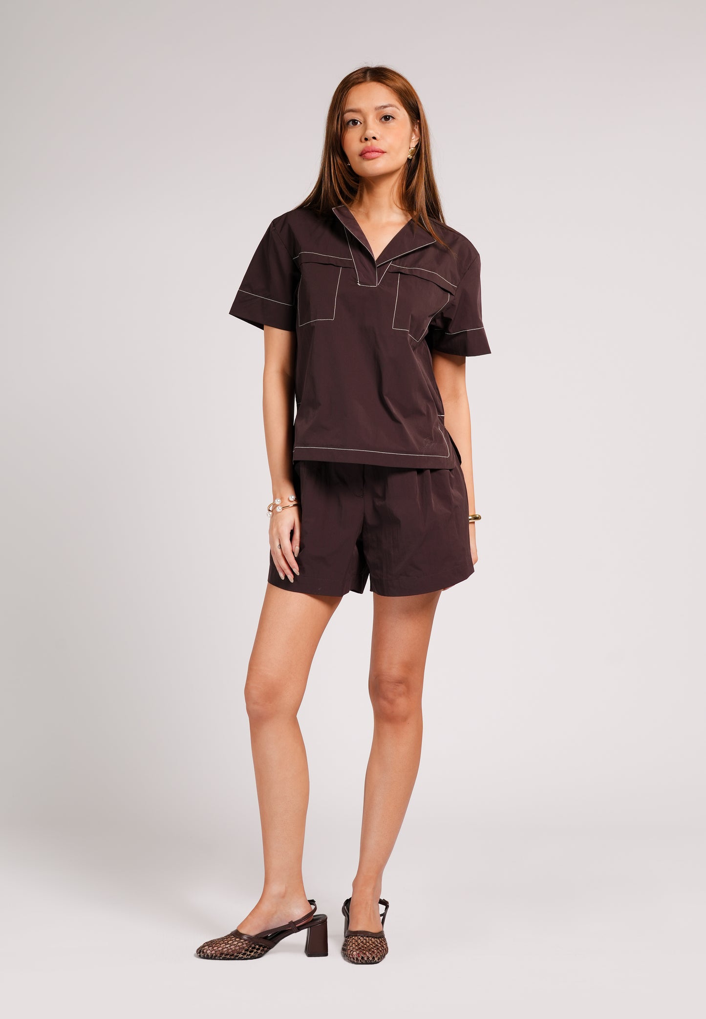 Callow Short Sleeve Top (C.Brown)
