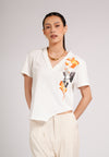 Candid Short Sleeve Top (Spot Print Offwhite)