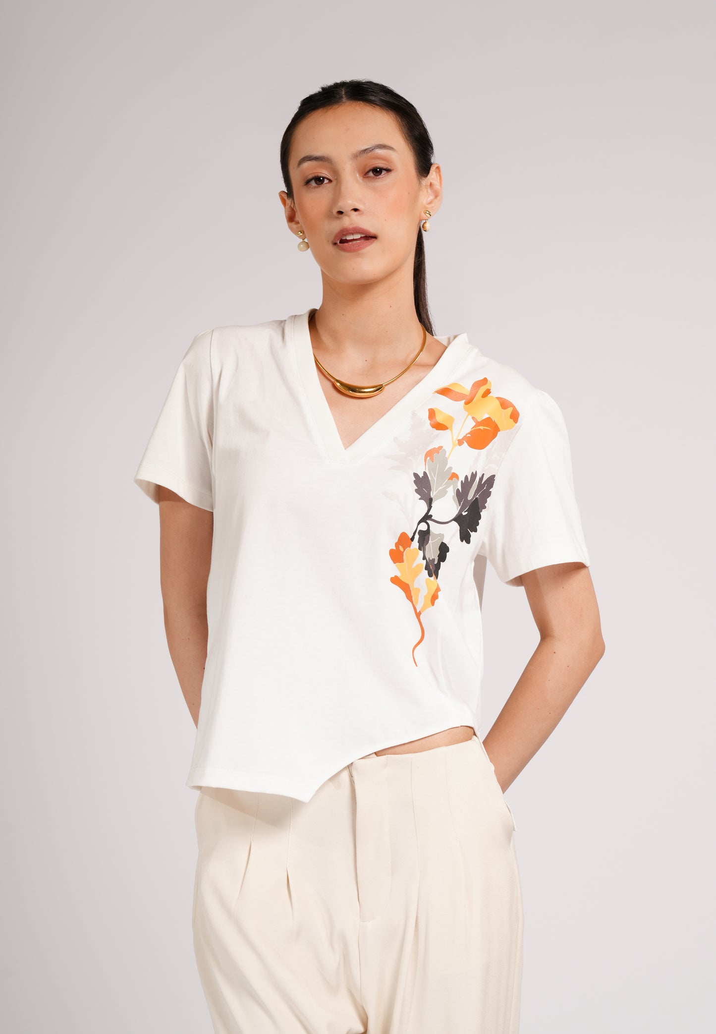 Candid Short Sleeve Top (Spot Print Offwhite)