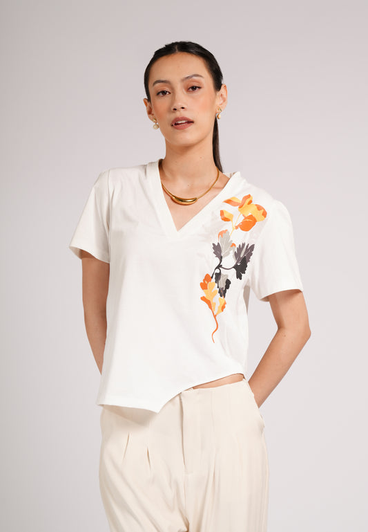 Candid Short Sleeve Top (Spot Print Offwhite)
