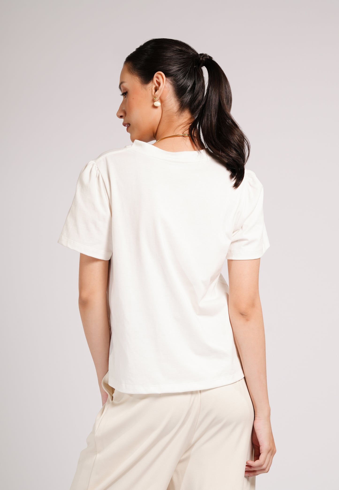 Candid Short Sleeve Top (Spot Print Offwhite)