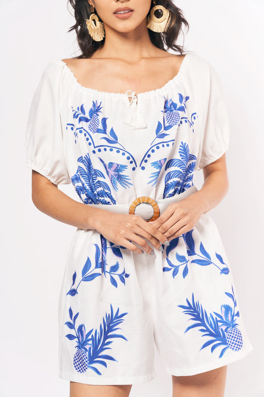 Complementary Carolin Playsuit (White/Blue)