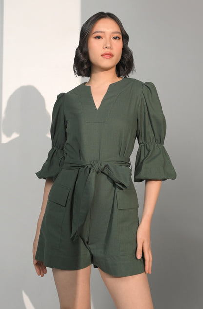 Cecilia Quarter Sleeve Playsuit (Green)