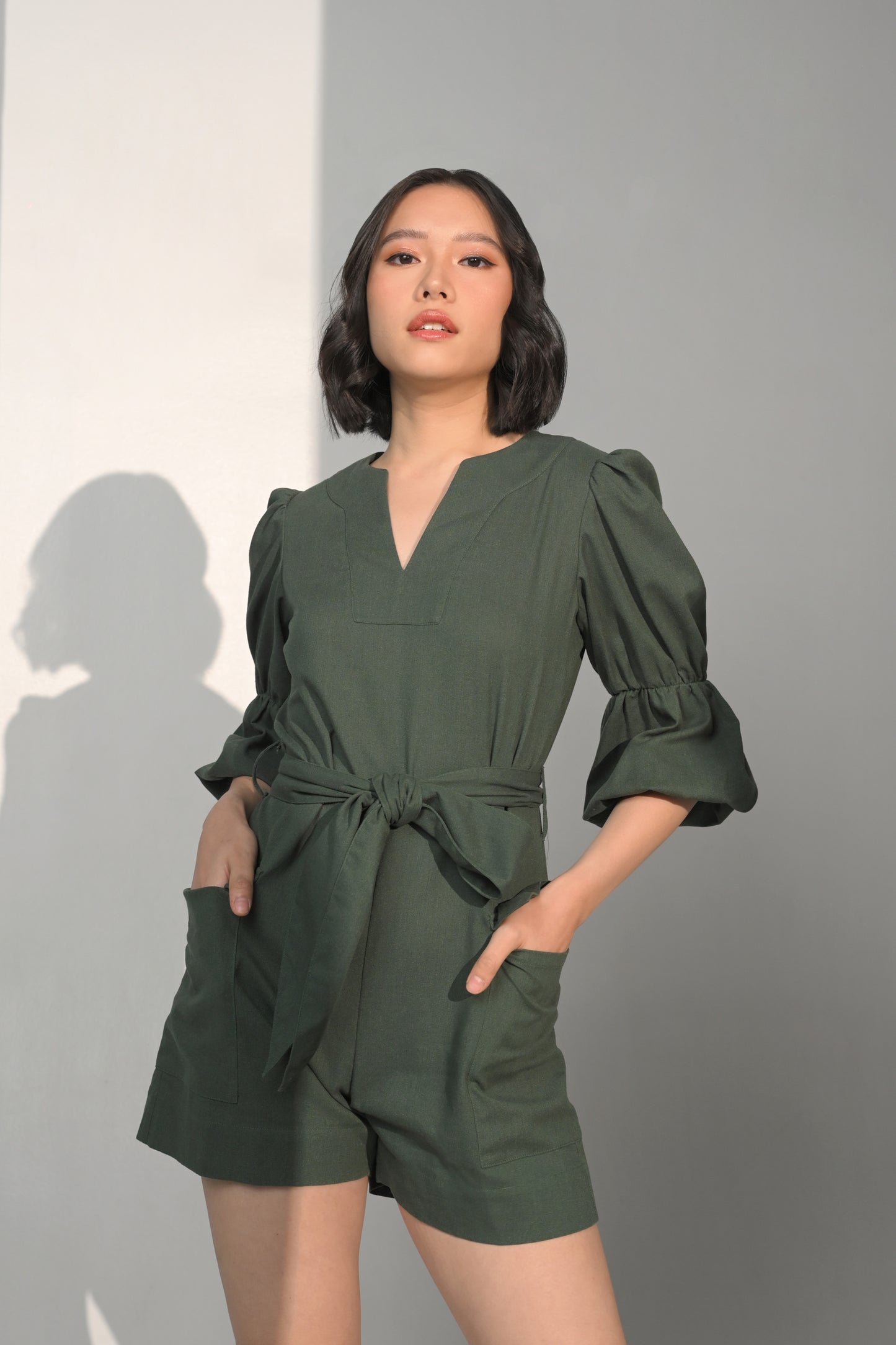 Cecilia Quarter Sleeve Playsuit (Green)