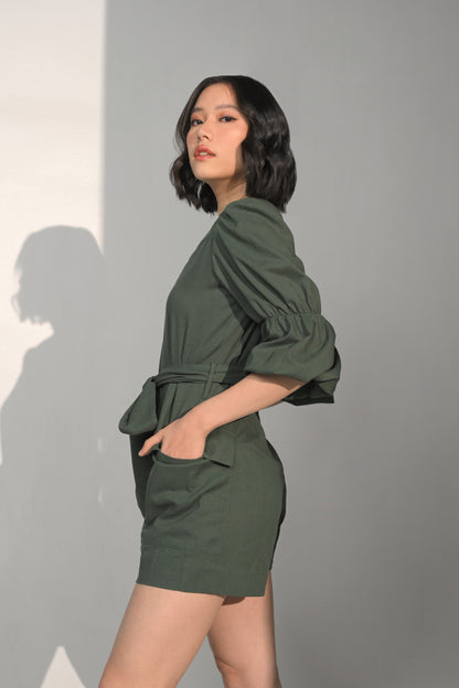 Cecilia Quarter Sleeve Playsuit (Green)