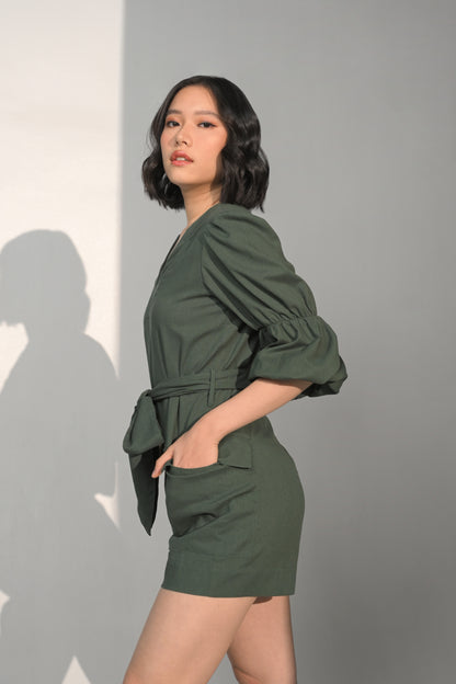 Cecilia Quarter Sleeve Playsuit (Green)