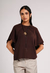 Cielo Short Sleeve Top (Dark Brown)