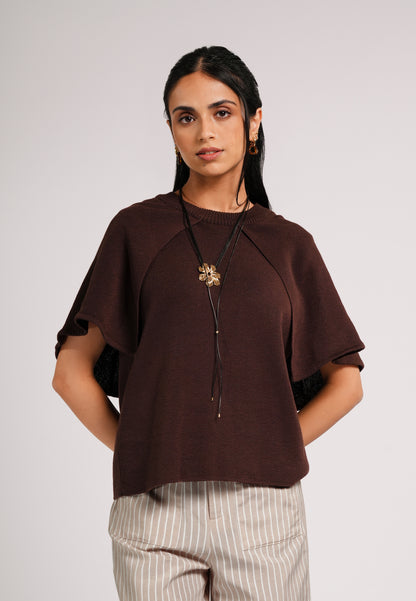 Cielo Short Sleeve Top (Dark Brown)