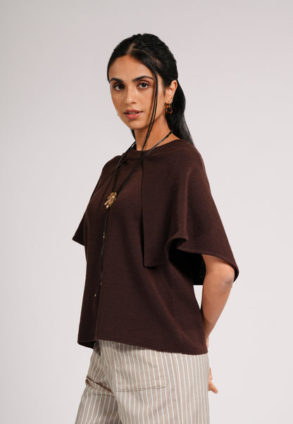 Cielo Short Sleeve Top (Dark Brown)
