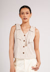 Cokkie Sleeveless Top (Striped Brown)