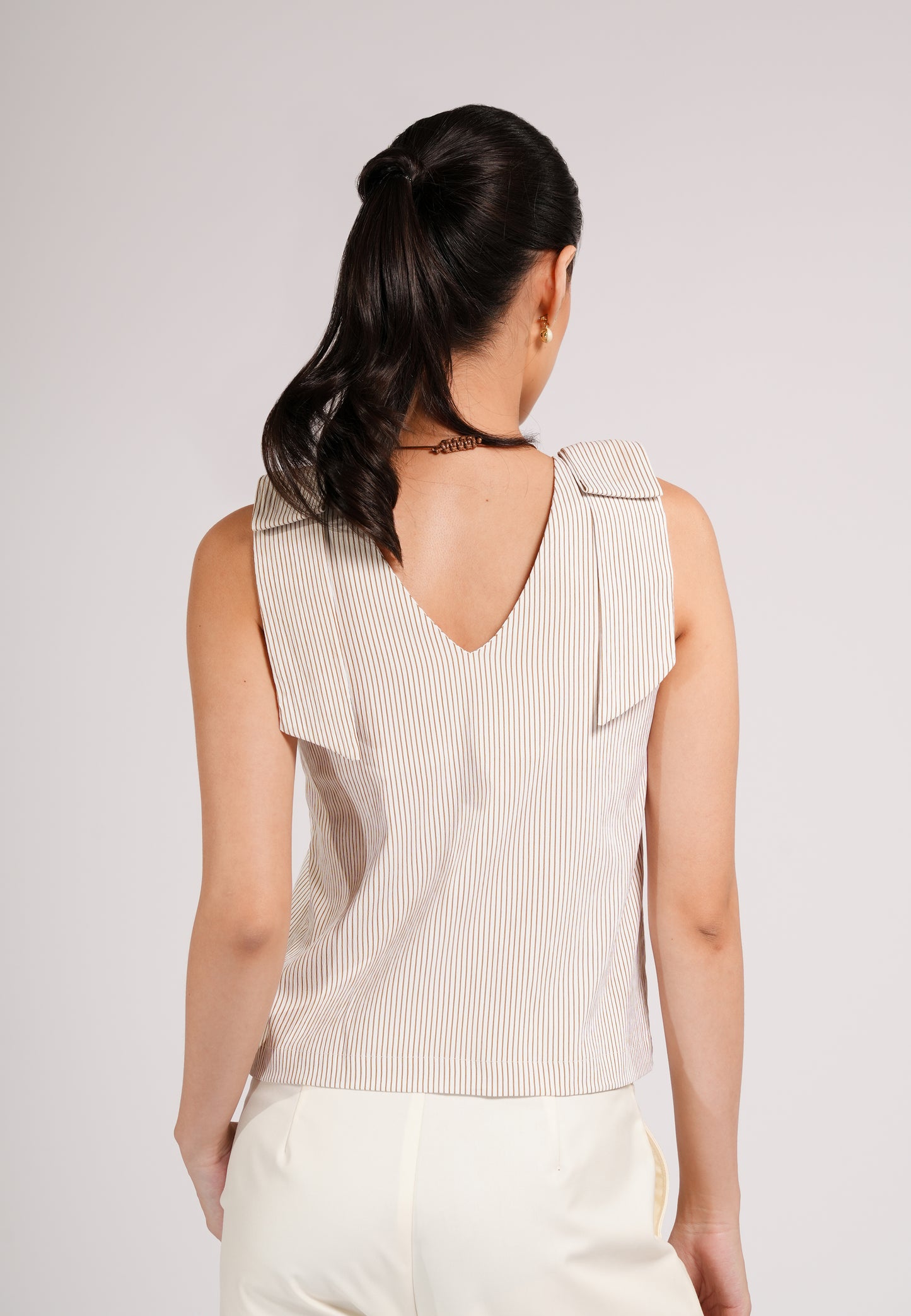 Cokkie Sleeveless Top (Striped Brown)