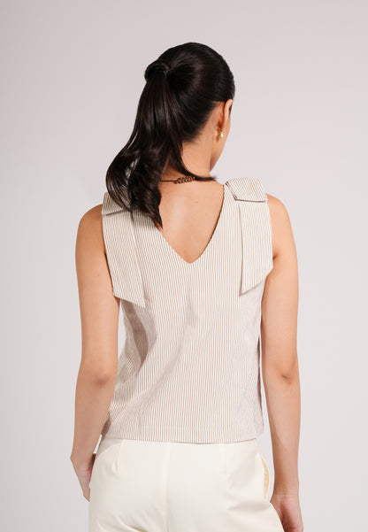 Cokkie Sleeveless Top (Striped Brown)