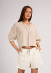 Cokkie Short Sleeve Top (Striped Brown)