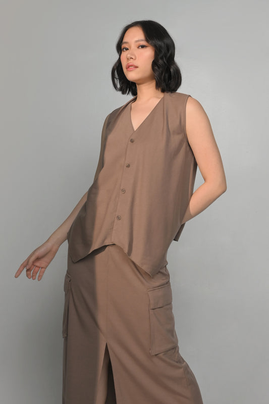 Chandler Sleeveless Top (Brown)