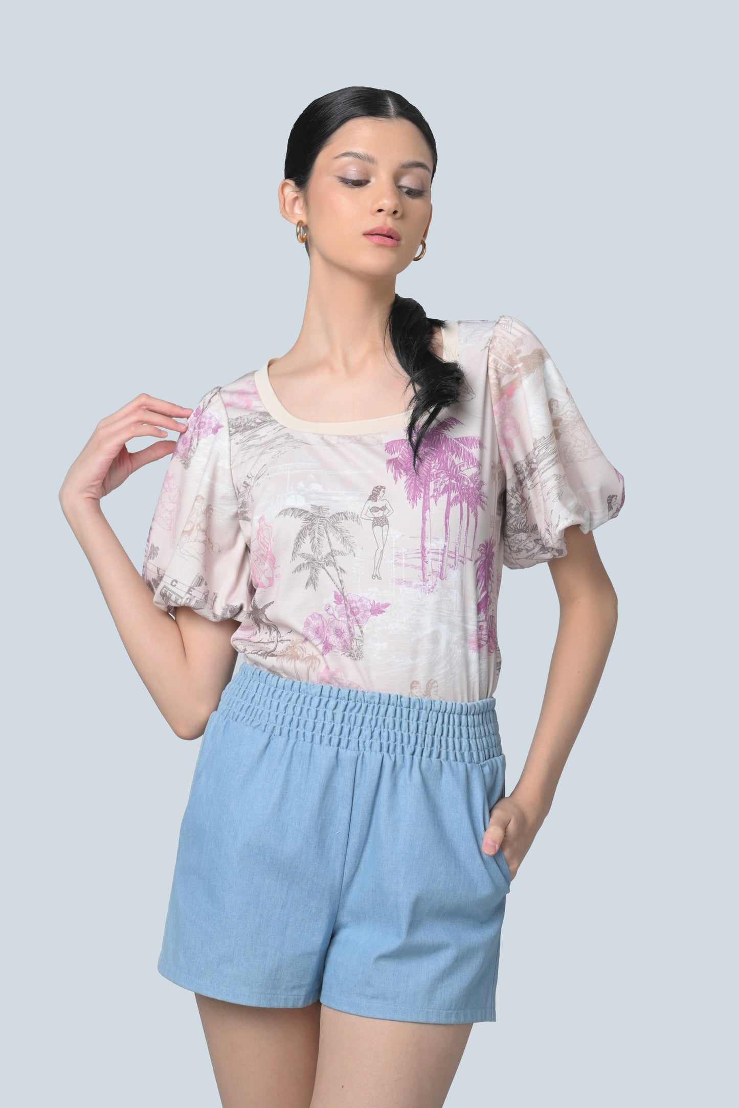 Bowie Short Sleeve Shirt Top (Multi)