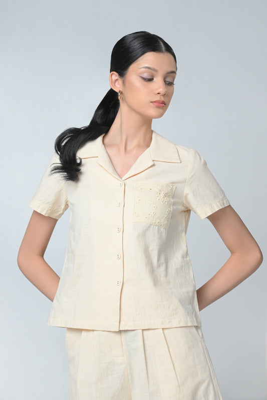 Beau Short Sleeve Top (Beige)