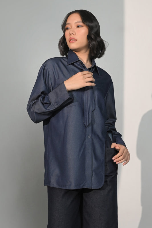 Charles Long Sleeve W/ Sash Top (Chambray)